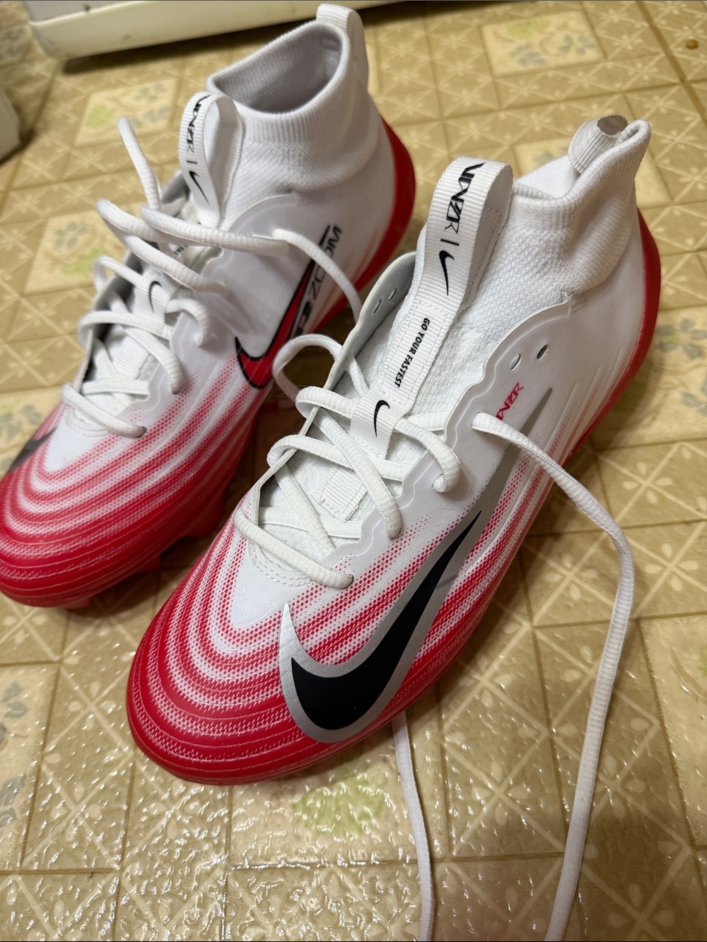 Nike Kids White, Red & Black Soccer Sneakers